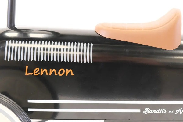 Bruine naamsticker Oldtimer black