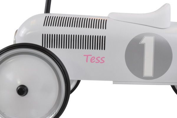 Losse loopauto sticker in de kleur roze.