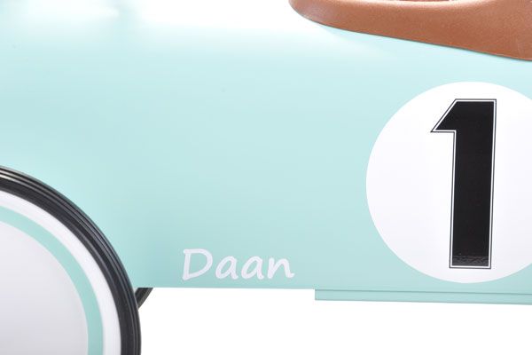 Naamsticker wit voor Retro Roller mint groen.